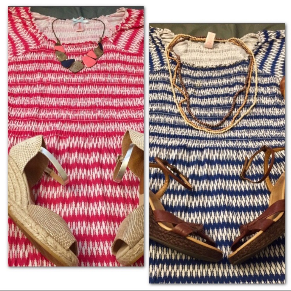 GUC M Pink & Blue Leaf Down East Long Maxi Dresses